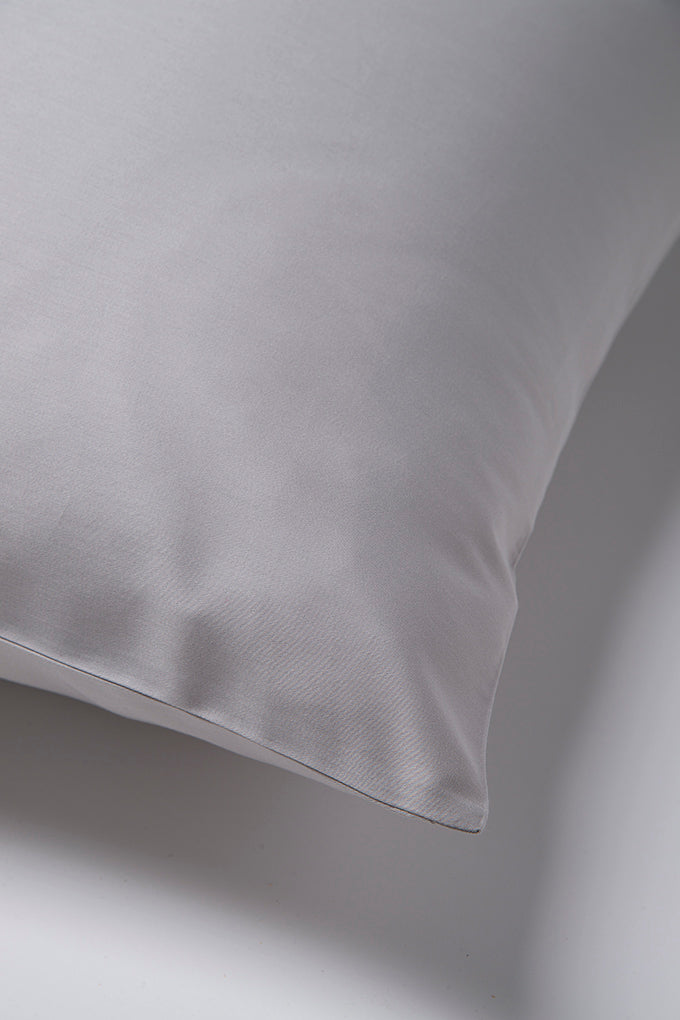 Pair of Light Grey Classic Organic Cotton Sateen Weave Pillowcases