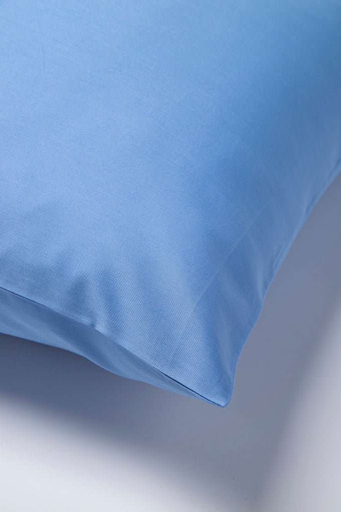 Pair of Mid Blue Classic Organic Cotton Sateen Weave Pillowcases