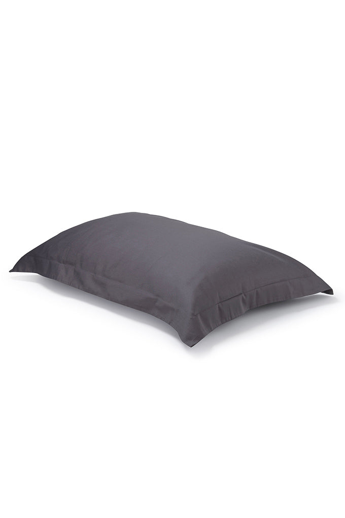 Pair of Dark Slate Oxford Organic Cotton Sateen Weave Pillowcases COTTSBURY