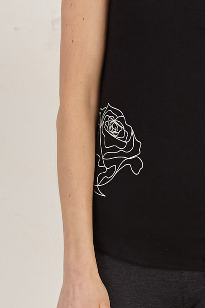 Rose Print Slim Fit Organic Cotton Jersey T-Shirt