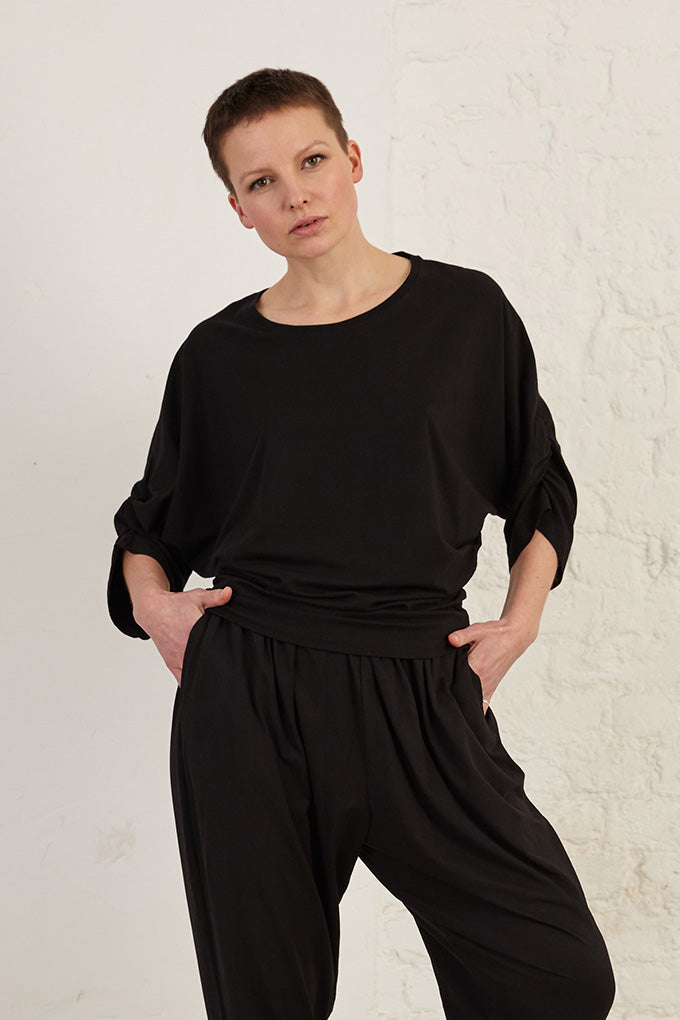 Rouched Sleeve Organic Cotton Jersey Top