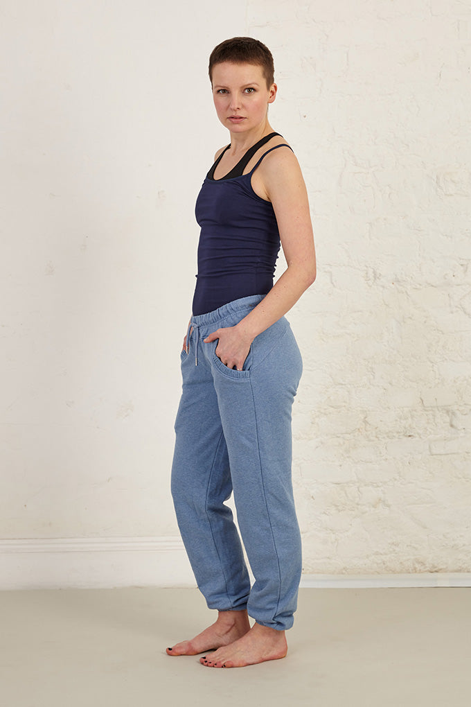 Pleated Pocket Detail Full Length Organic Cotton French Terry Joggers