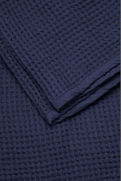 Indigo Organic Cotton Waffle Weave Blanket