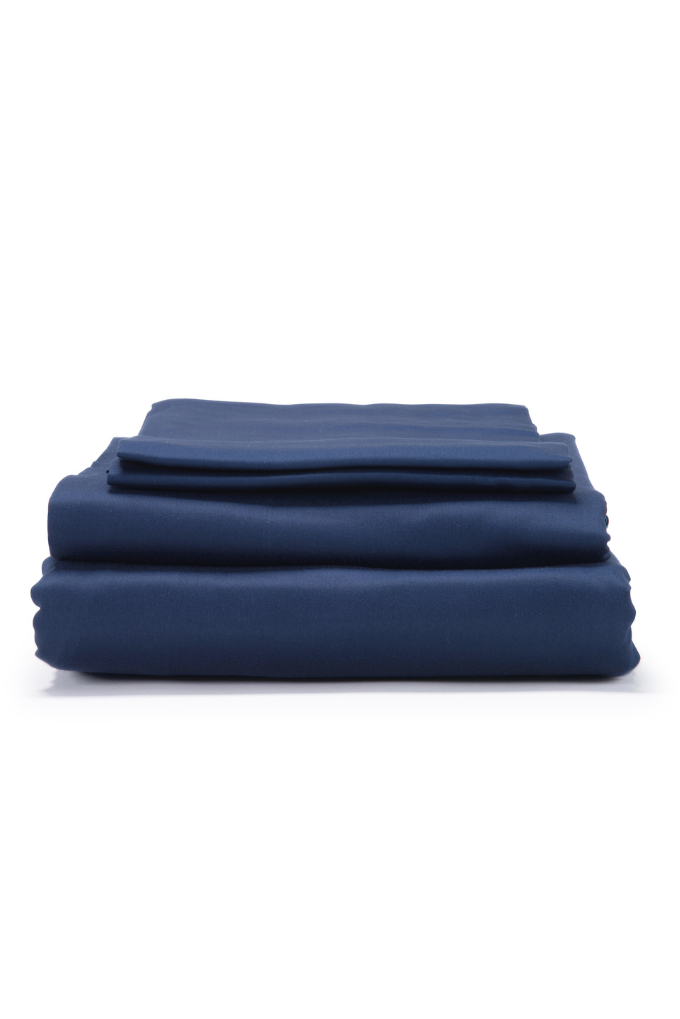 Navy Classic Organic Cotton Sateen Weave Bedding Set
