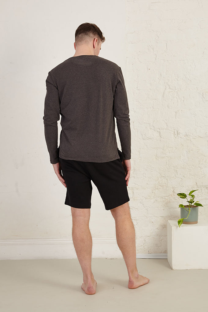Henley Long Sleeve Regular Fit Organic Cotton Jersey T-Shirt