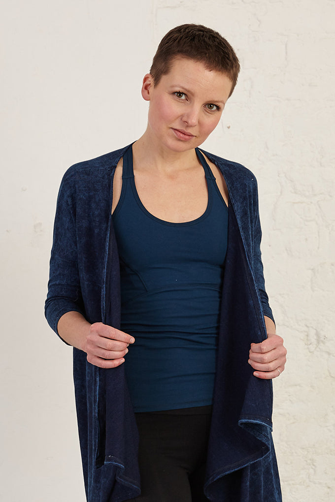 Relaxed Organic Cotton Jersey  Waterfall Front long Shrug