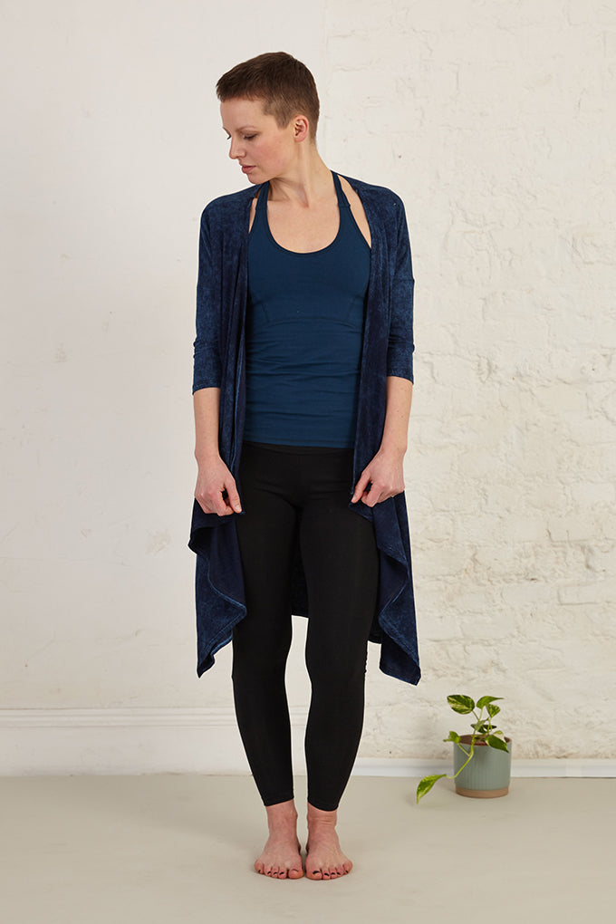 Relaxed Organic Cotton Jersey  Waterfall Front long Shrug