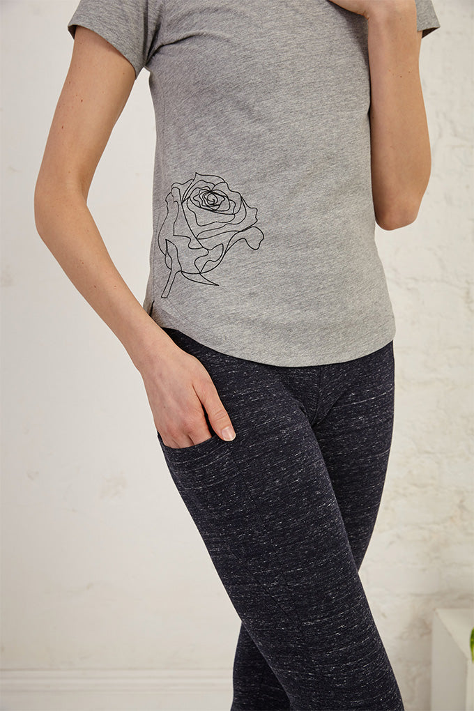 Rose Print Slim Fit Organic Cotton Jersey T-Shirt