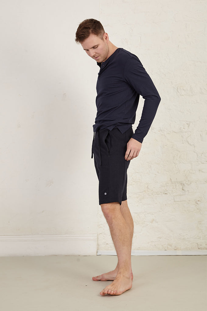 Henley Long Sleeve Regular Fit Organic Cotton Jersey T-Shirt