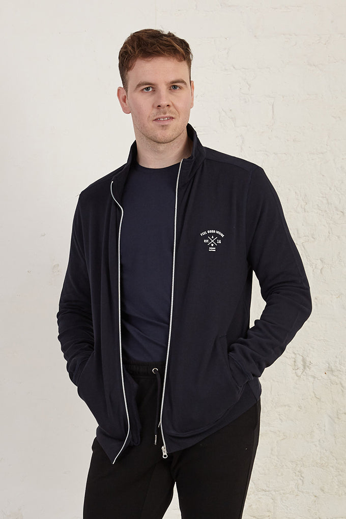 Zip Front Slim Fit Organic Cotton Interlock Jacket