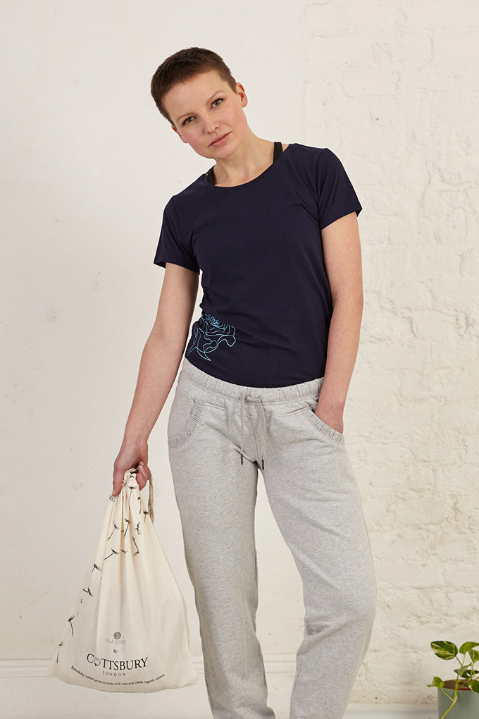 Rose Print Slim Fit Organic Cotton Jersey T-Shirt