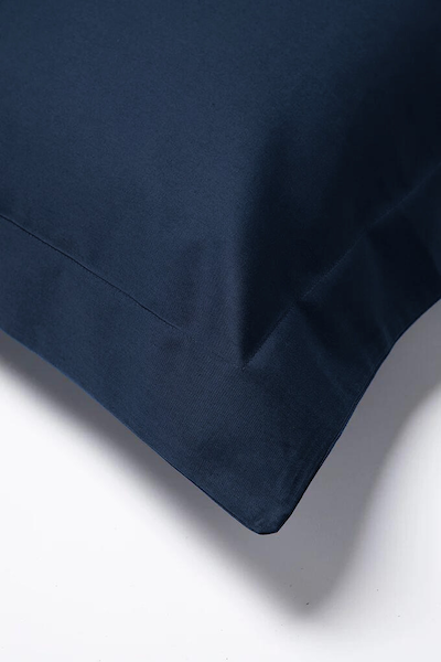 Pair of Navy Oxford Organic Cotton Sateen Weave Pillowcases