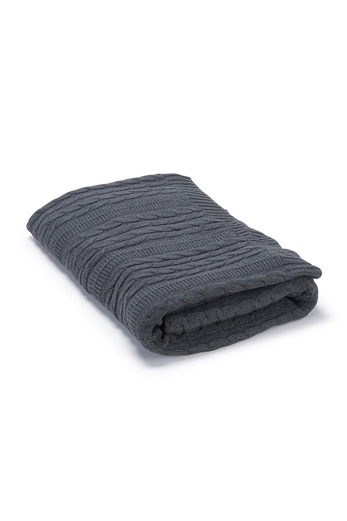 Carbon Organic Cotton Cable Knit Throw COTTSBURY