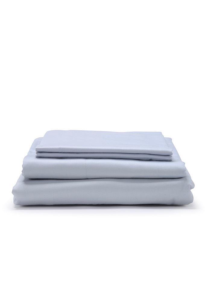 Serene Blue Classic Organic Cotton Sateen Weave Bedding Set COTTSBURY
