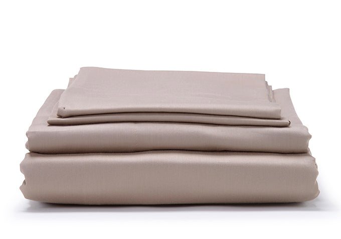 Warm Taupe Classic Organic Cotton Sateen Weave Bedding Set COTTSBURY