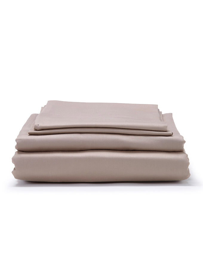 Warm Taupe Classic Organic Cotton Sateen Weave Bedding Set COTTSBURY