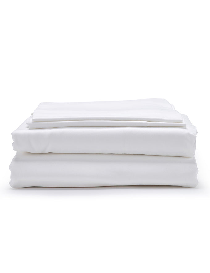 White Classic Organic Cotton Sateen Weave Bedding Set COTTSBURY