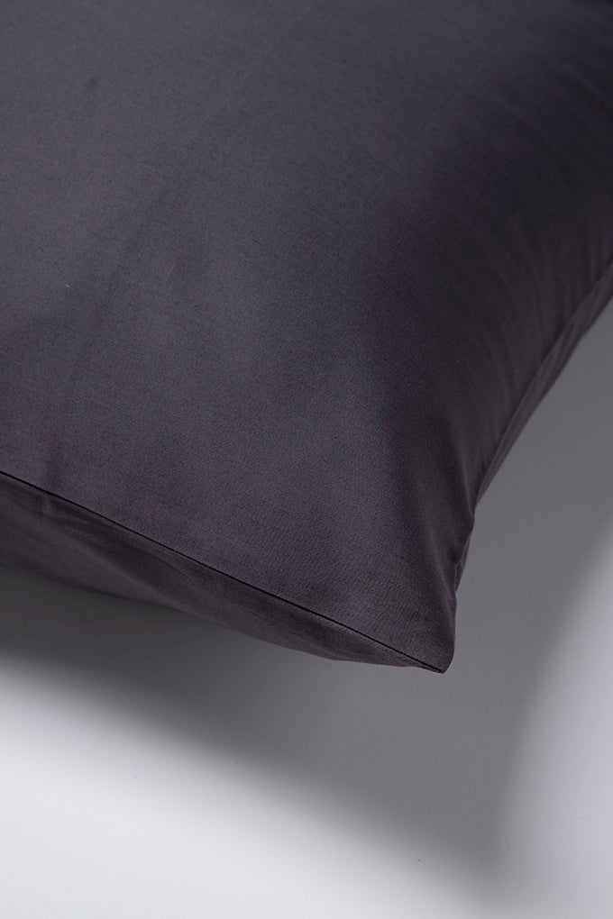 Pair of Dark Slate Classic Organic Cotton Sateen Weave Pillowcases