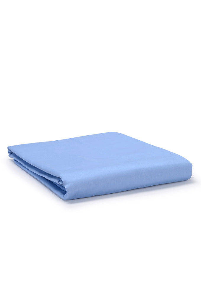 Mid Blue Classic Organic Cotton Sateen Weave Fitted Sheet