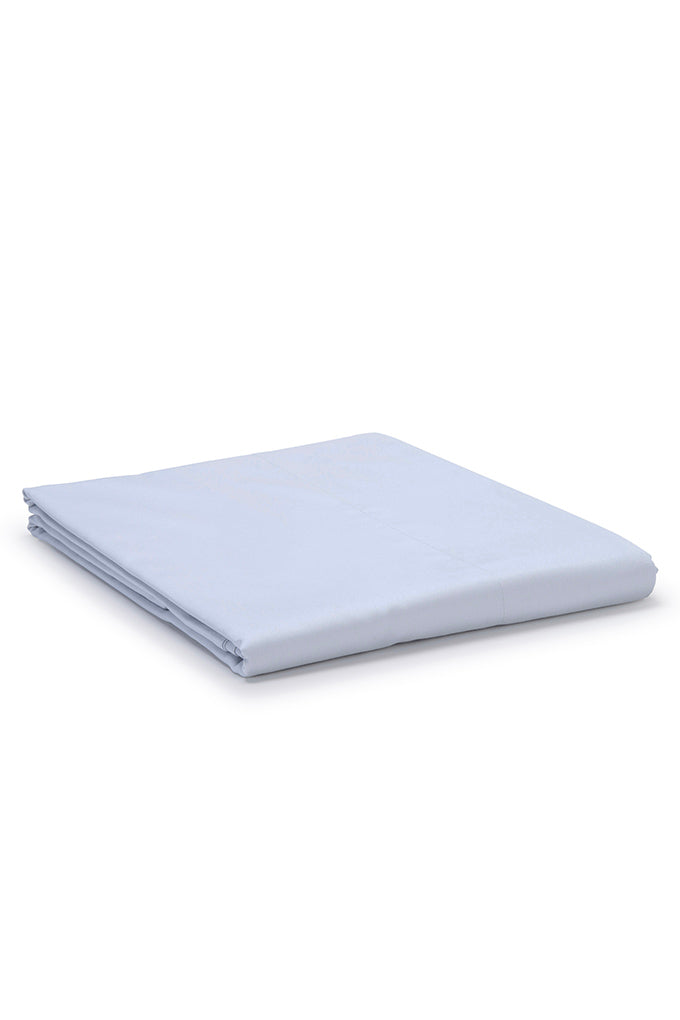 Serene Blue Classic Organic Cotton Sateen Weave Flat Sheet COTTSBURY