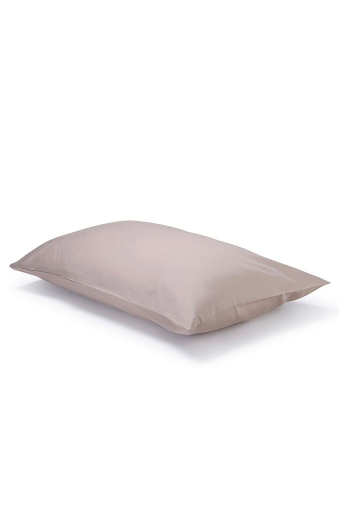 Pair of Warm Taupe Classic Organic Cotton Sateen Weave Pillowcases COTTSBURY