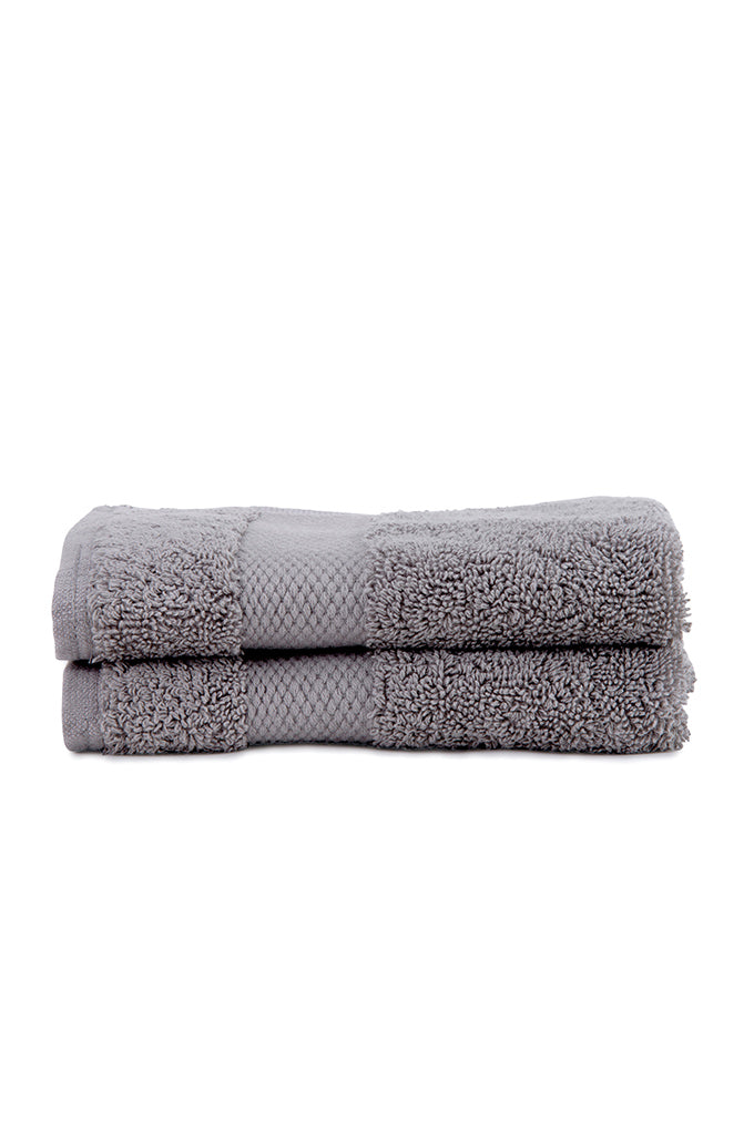 2 Pack Mineral Grey Luxury Organic Cotton Face Towel COTTSBURY
