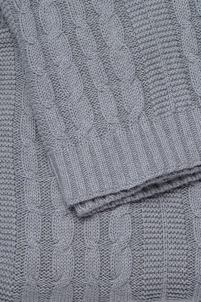 Heather Grey Organic Cotton Cable Knit Throw