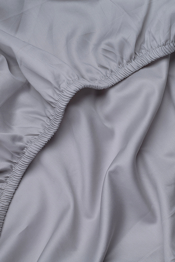 Light Grey Classic Organic Cotton Sateen Weave Fitted Sheet