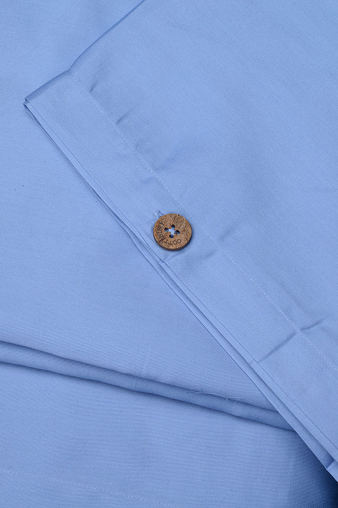 Mid Blue Classic Organic Cotton Sateen Weave Bedding Set