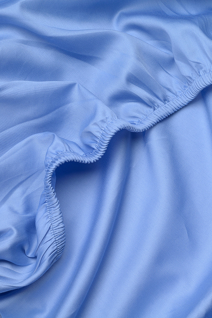 Mid Blue Classic Organic Cotton Sateen Weave Fitted Sheet