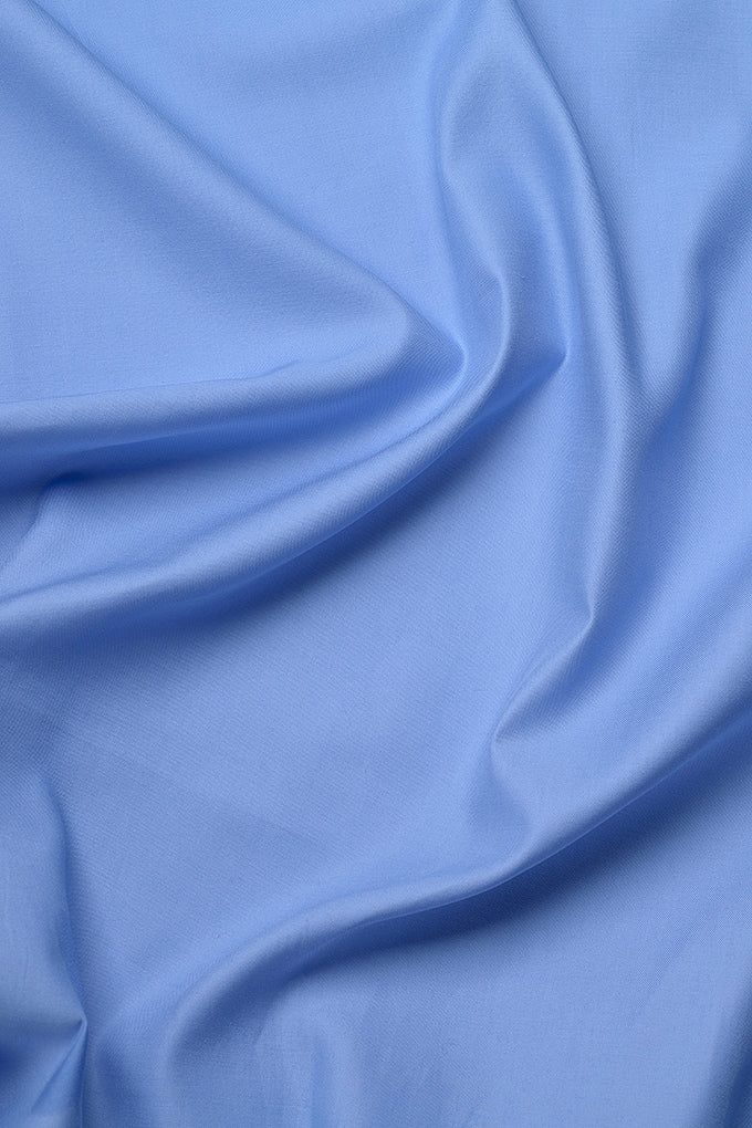 Mid Blue Classic Organic Cotton Sateen Weave Flat Sheet