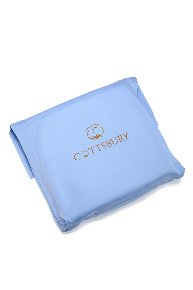 Pair of Mid Blue Oxford Organic Cotton Sateen Weave Pillowcases