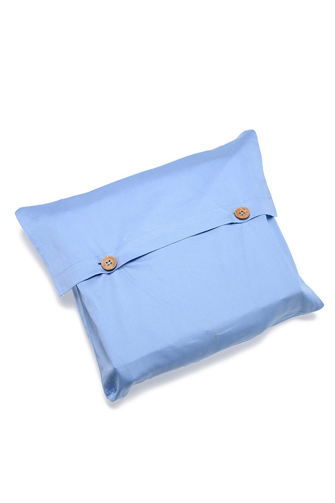 Pair of Mid Blue Oxford Organic Cotton Sateen Weave Pillowcases