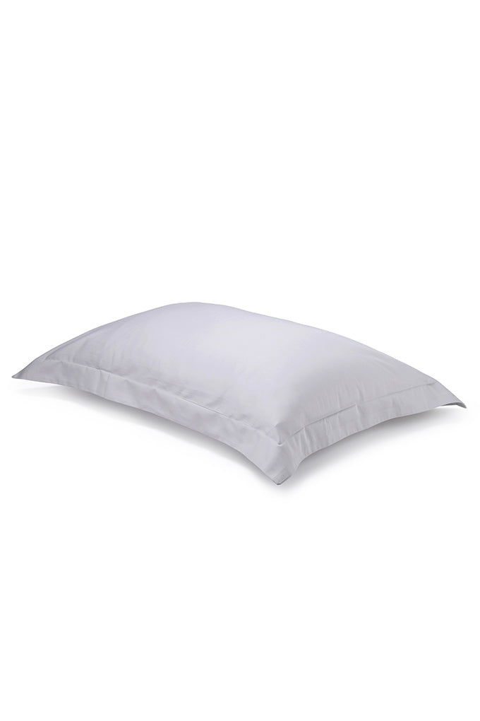 Pair of Light Grey Oxford Organic Cotton Sateen Weave Pillowcases COTTSBURY