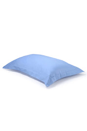 Pair of Mid Blue Oxford Organic Cotton Sateen Weave Pillowcases COTTSBURY