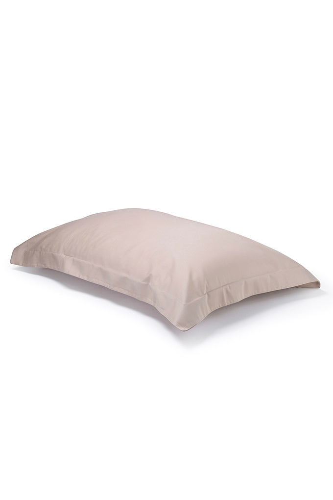 Pair of Warm Taupe Oxford Organic Cotton Sateen Weave Pillowcases COTTSBURY