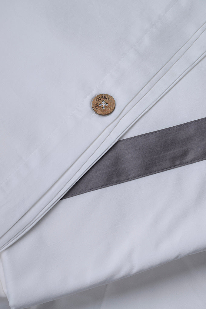 WHITE GREY TWIN BAND BEDSET
