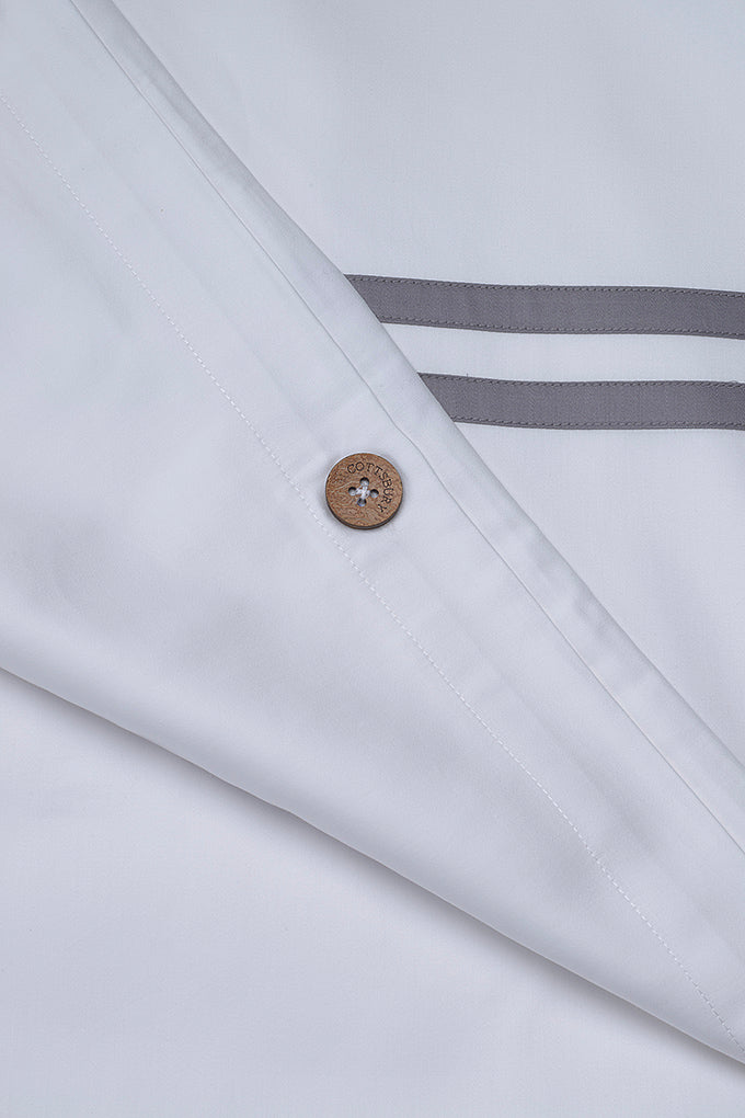 WHITE GREY TWIN BAND BEDSET