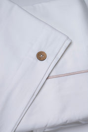 White with Taupe Single Band Organic Cotton Sateen Weave Bedding Set