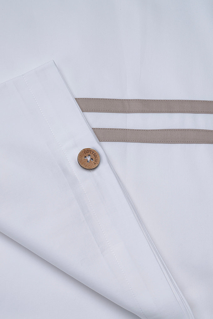 WHITE TAUPE TWIN BAND BEDSET