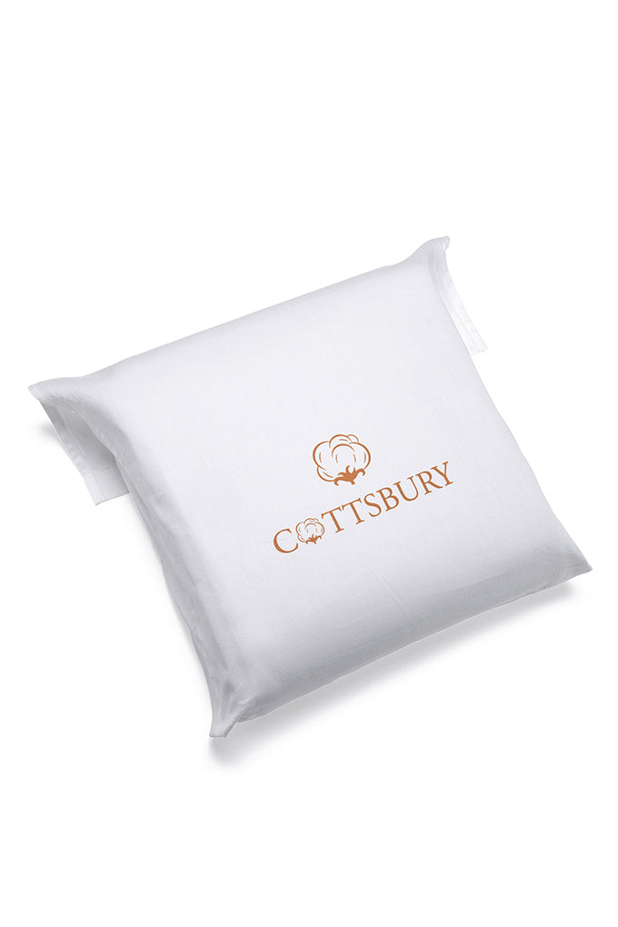 White with Serene Blue Block Panel Organic Cotton Sateen Weave Bedding Set(Sample)