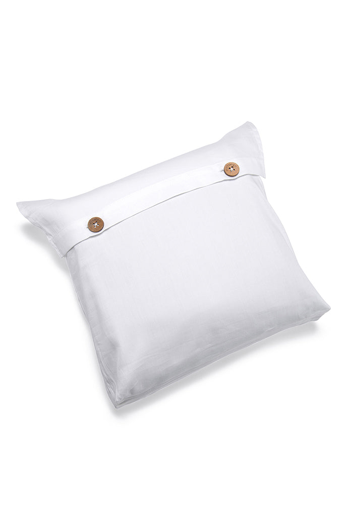 White with Navy Marrow Embroidery Organic Cotton Sateen Weave Bedding Set