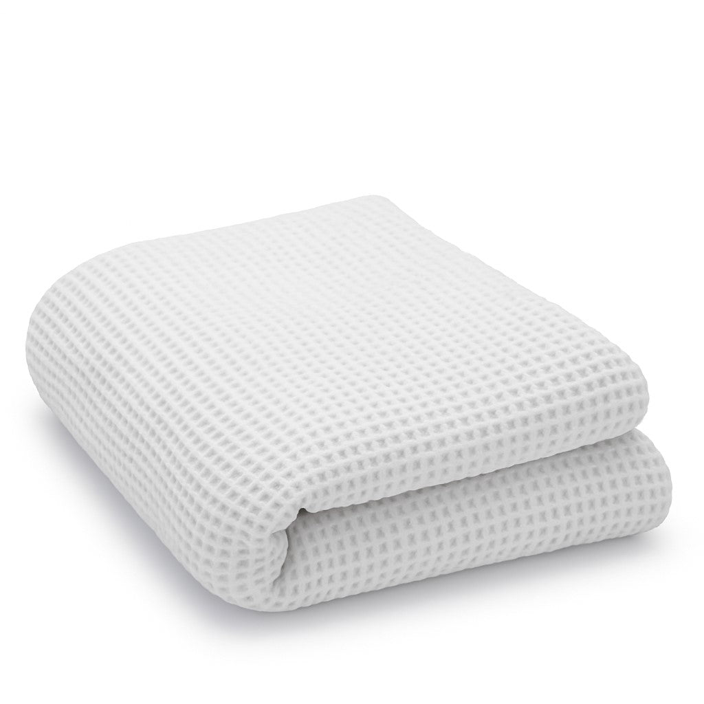 White Organic Cotton Waffle Weave Blanket