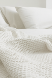 White Organic Cotton Waffle Weave Blanket