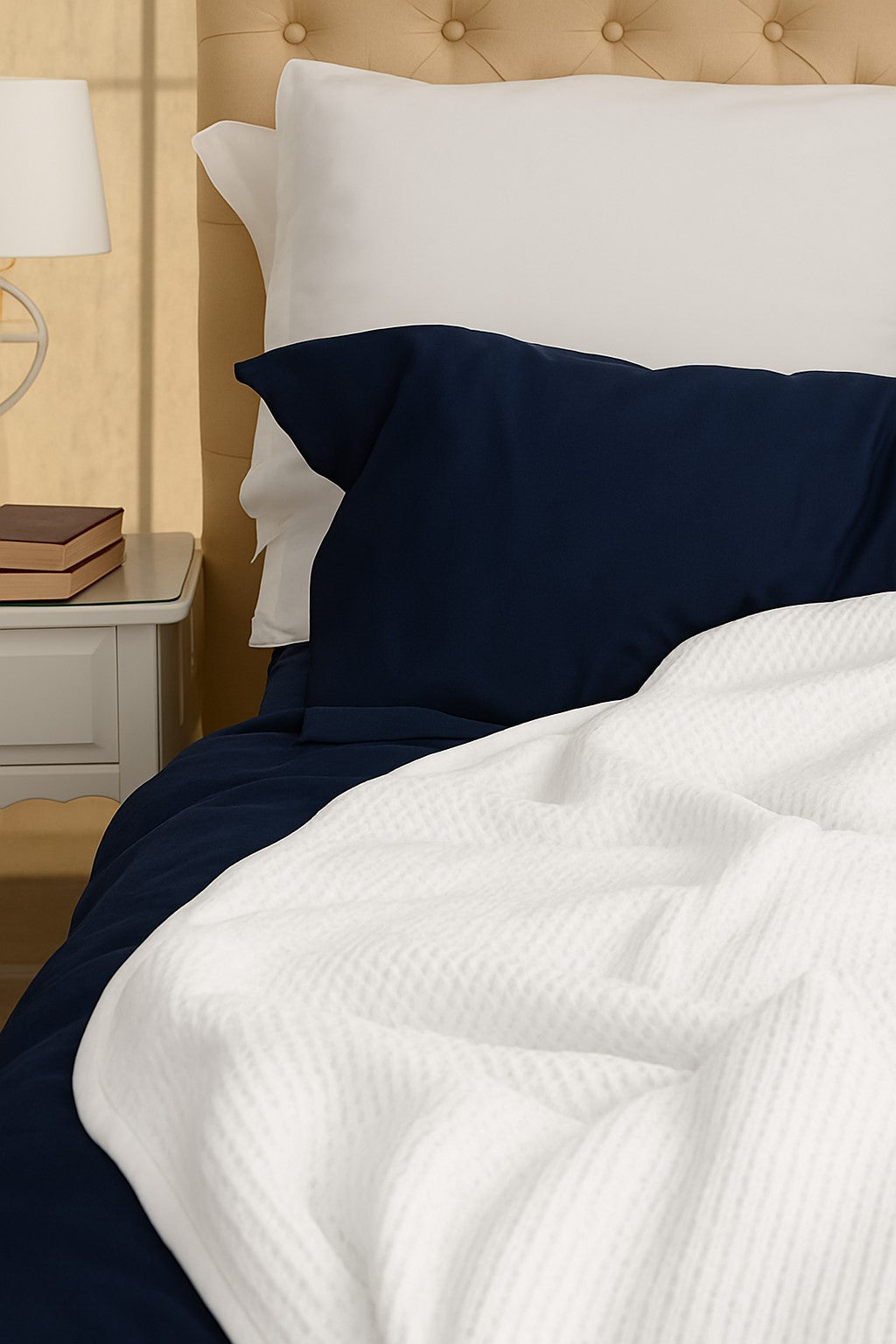 White Organic Cotton Waffle Weave Blanket