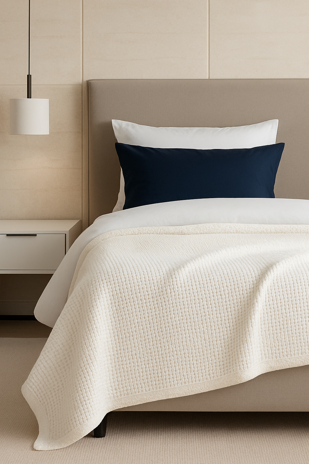 White Organic Cotton Waffle Weave Blanket