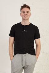 Henley Regular Fit Organic Cotton Jersey T-Shirt
