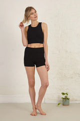 Organic Cotton Bra with Cut-Out Detail Longline — Black