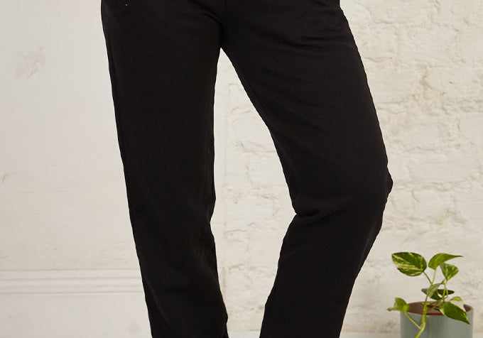 Pleated Pocket Detail Full Length Organic Cotton French Terry Joggers