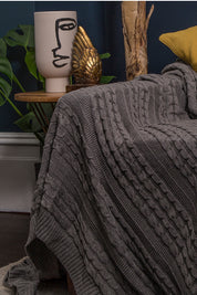 Carbon Organic Cotton Cable Knit Throw